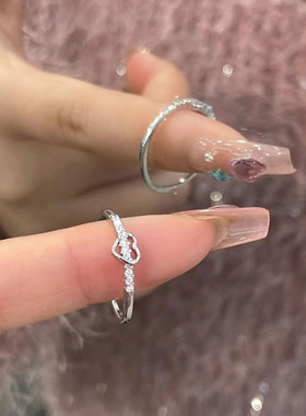 爱心锆石戒指女排钻镂空心形指环