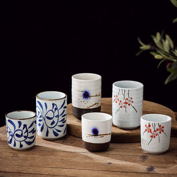 Japanese-style Tableware Straight Cup Ceramic Cup Creative Hand-painted Japanese Wine Glass Water Cup Gouteng Color Hotel Tableware