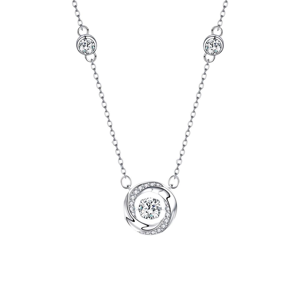 White Copper Mobius Three-Second Heart-Warming Necklace, Versatile and Smart Zircon Clavicle Chain, Accessible Luxury Chinese Valentine's Day Gift