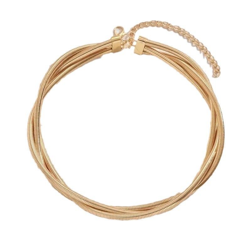 Europe and the United States cross-border hot cold wind winding snake bone metal necklace personality exaggerated clavicle chain high sense necklace