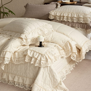 Foreign Trade French Lace Cotton and Linen Bed Cover Three-Piece Set Multi-Functional Cotton and Linen Summer Quilt Four-Piece Quilted Quilt Cover