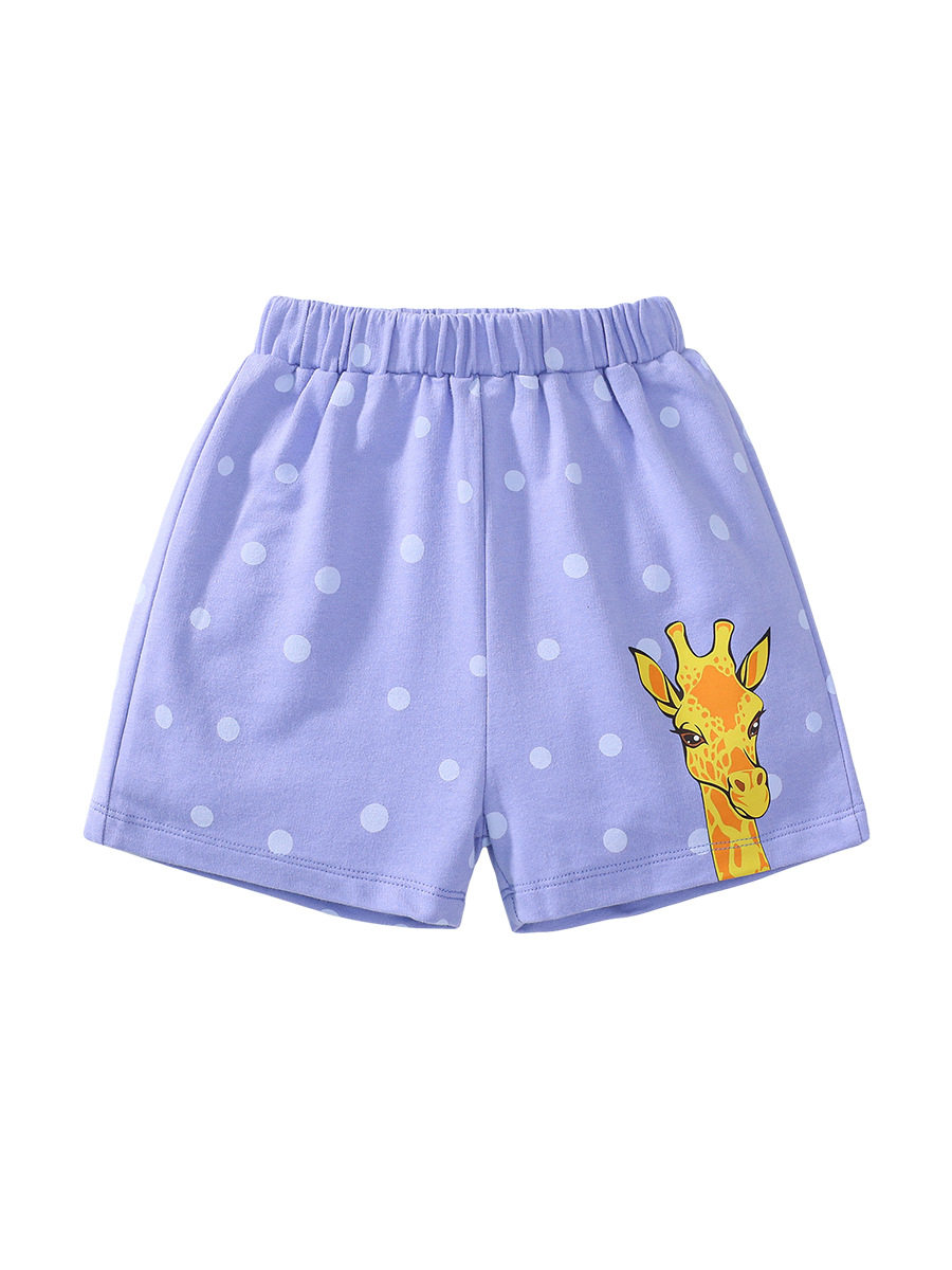 Jungen-Sommer-Baumwollshorts, Giraffen-Bedruckte Kinder-Hotpants