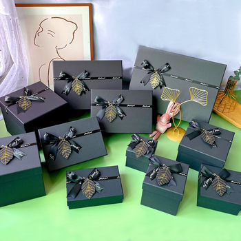 Spot wholesale heaven and earth cover black bow gift box creative Tanabata Valentine's Day lipstick gift box empty box