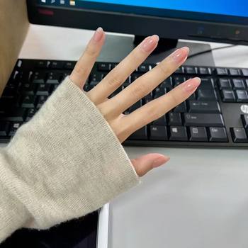 Simple White Water Hua Fei Ganlu Temple Same Style Water Onion Nude Ice Nail Art Wear White Elegant Nails