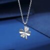 White Copper Lucky Four-Leaf Clover Necklace Accessories for Women Niche Simple Elegant Clavicle Chain Pendant Accessible Luxury High-End Accessories