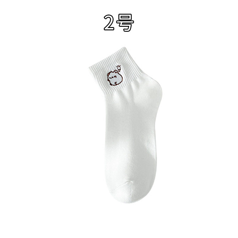 袜子女春夏纯棉中筒袜日系纯色可爱卡通小兔刺绣女袜诸暨袜子批发