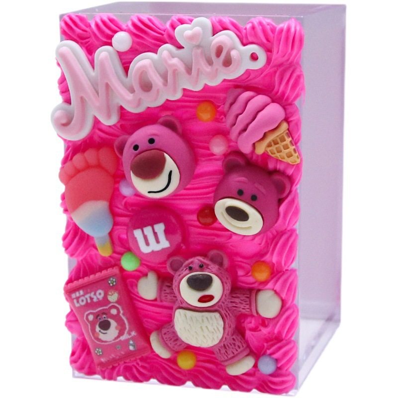 Cream glue DIY pen holder student handmade material bag homemade cartoon storage box cute desktop storage bucket ornaments