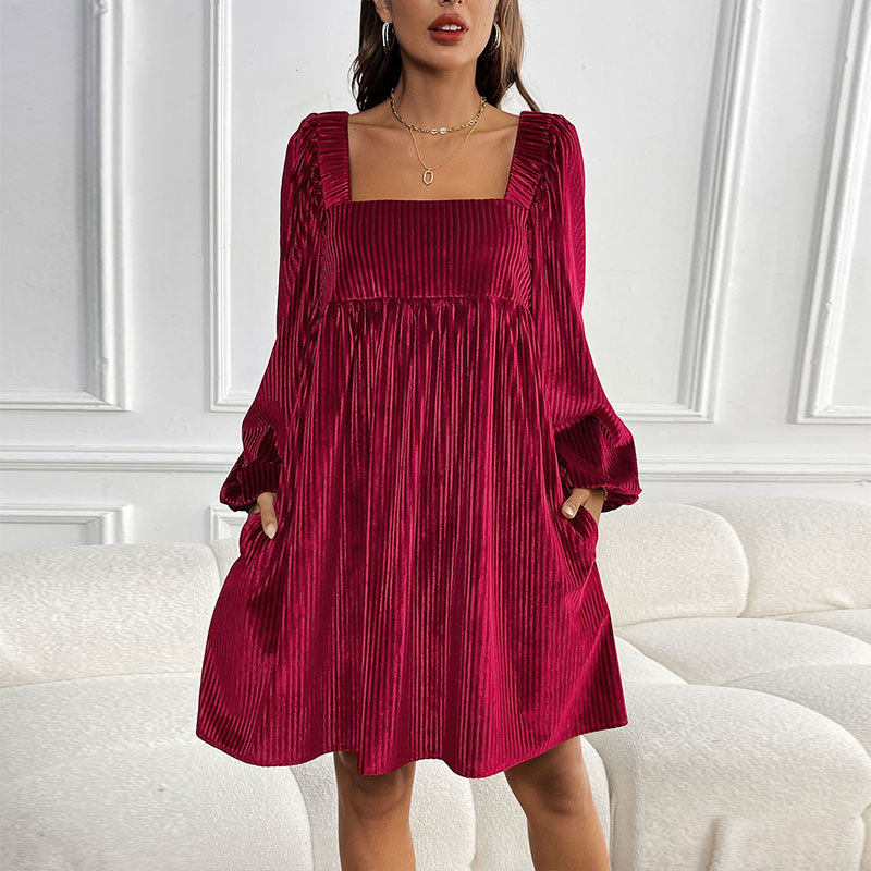 Velvet Party Dress Loose Fit Elegant Style Christmas Theme Wholesale Available fast shipping