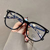 New Asymmetrical Tr90 Anti-Blue Light Glasses Korean Style Retro Wood Grain Leg Square Frame Can Be Equipped with Prescription Plain Glasses Frame