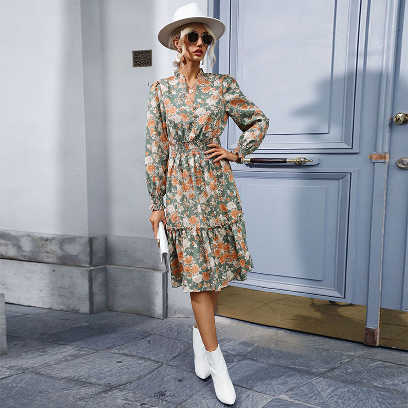 French Country Style Long Sleeve Dress Elegant Design Spring and Autumn Fashion Wholesale Availability