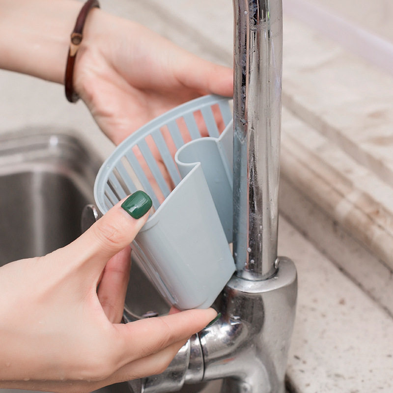 Kitchen sink drain storage basket button faucet hanging basket dish sink sponge drain rack wholesale