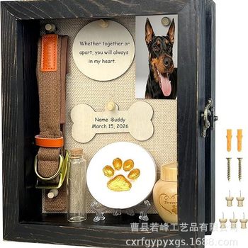 Cross-Border Wooden Pet Photo Frame Pet Collar Toy Storage Box Wall Hanging Cat and Dog Urn Pet Photo Frame