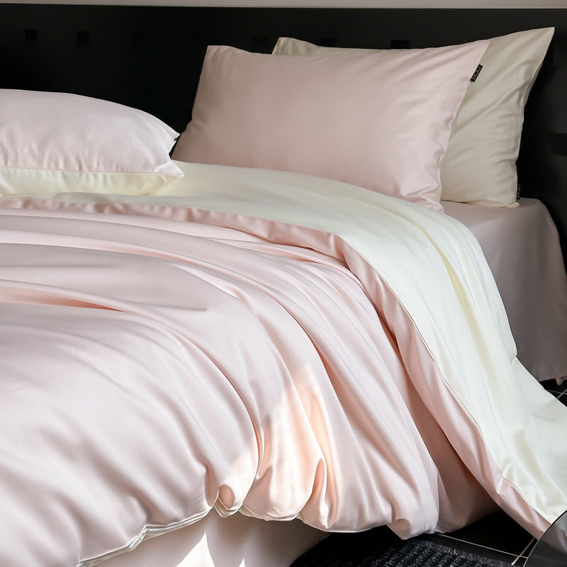 High-end 100 Xinjiang long staple cotton four-piece set A pure cotton quilt cover double spell solid color model room kit generation