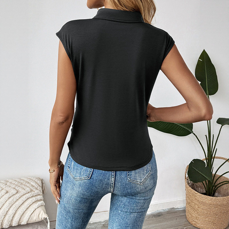 Sleeveless Black Floral Top Unique Chinese Style 3D Design Elegant Detailing Perfect for Casual and Formal Occasions