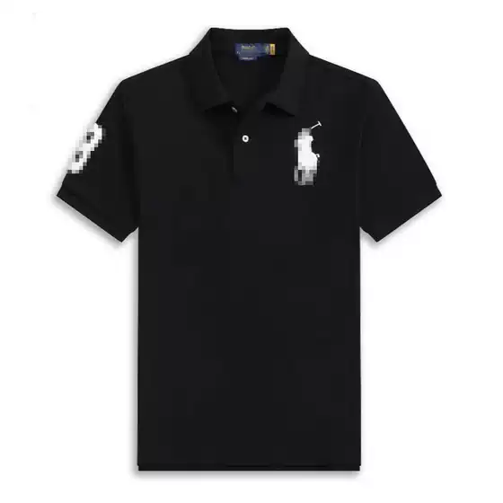 Cross-Border Pure Cotton Ralph Lauren Polo Shirt for Men with Embroidered Large Horse Logo, Turn-Down Collar, Short-Sleeve Summer Casual T-Shirt, Slim Fit