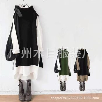 in stock cross-border hot suit women 2024 autumn and winter new simple shirt dress sweater vest suit