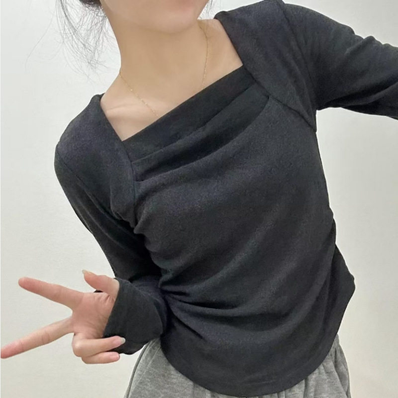Womens Long Sleeve T Shirt Slim Fit Soft Fabric Autumn Winter Casual Wear