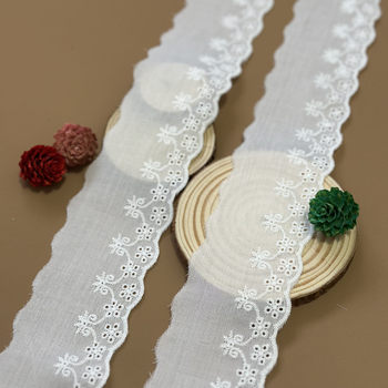 Ready Stock Wholesale Polyester-Cotton Fabric Strips Lace Cotton Thread 6cm Lace Hollow Embroidery Clothing Accessories Handmade DIY