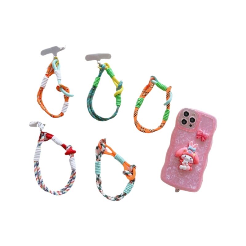 适用各种手机壳配件吊挂坠拼彩色短挂绳双边双头锁扣带卡片装饰品