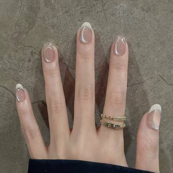 Wearable Nails, Pure Handmade Elegant, Boiled Water French Simple Nails, High-End Pure Desire, Gentle Whitening Student Manicure