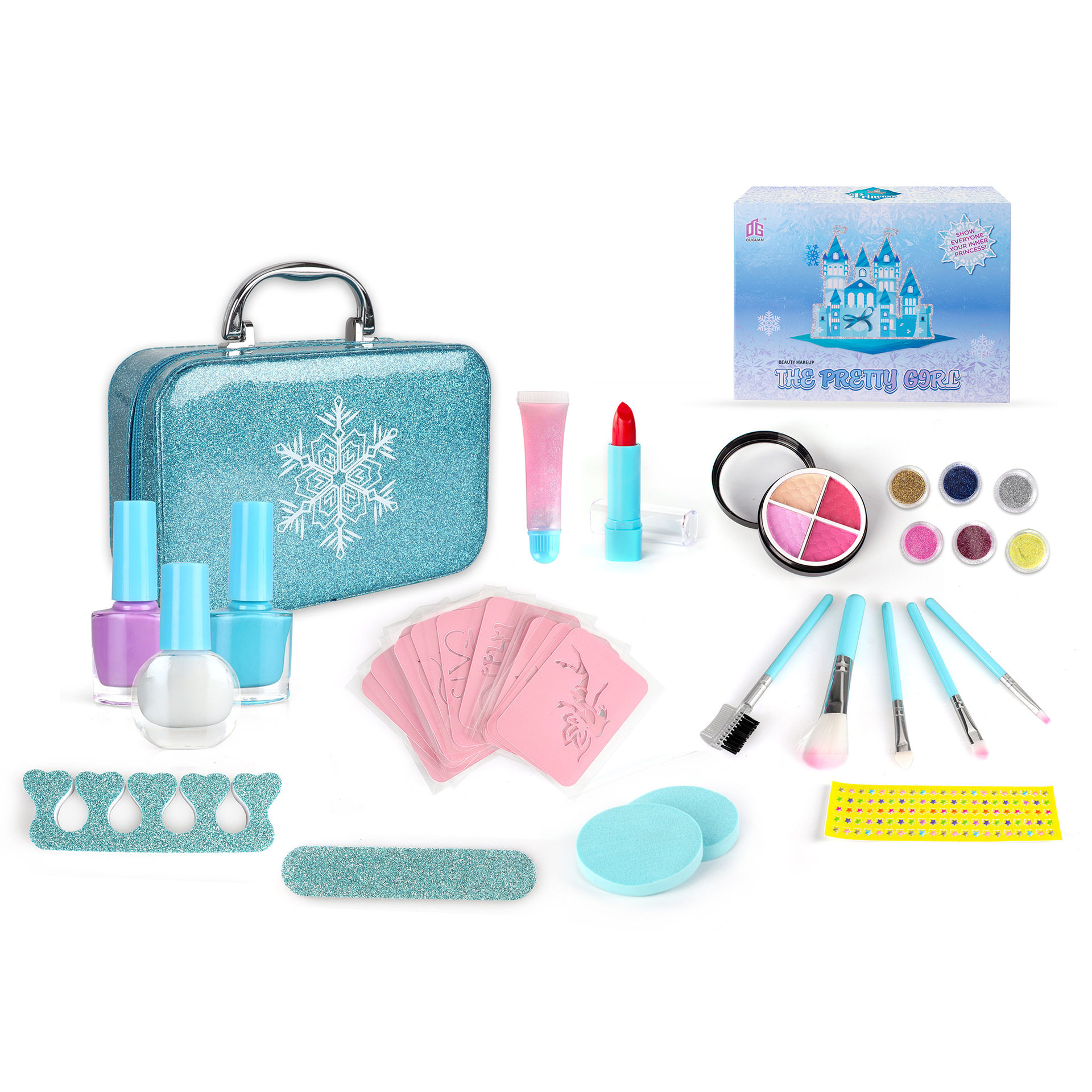 Amazon's New DIY Kidsren's Tattoo Ice and Snow Pack Makeup Princess Play House Performance Manicure Blush Set