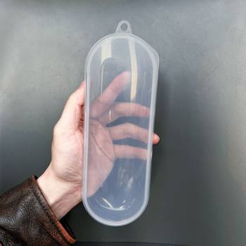 Transparent Portable Cutlery Box with Hook Cartoon Tableware Spoon Fork Makeup Brush Stainless Steel Straw Storage Box