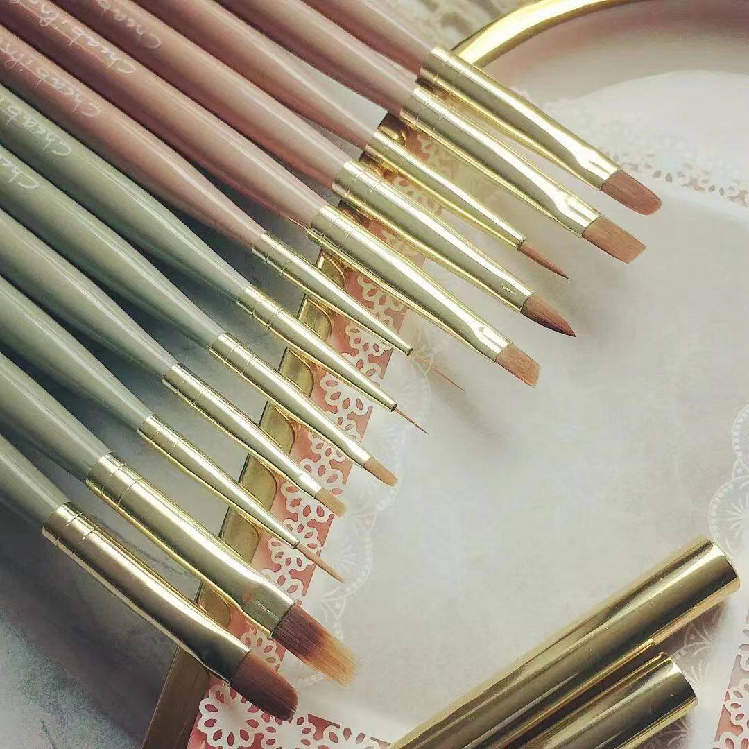Nail Pen Japanese Polish Glue Phototherapy Brush Round Head Flat Head Sweeping Pen Color Painting Pen Set nail brushes