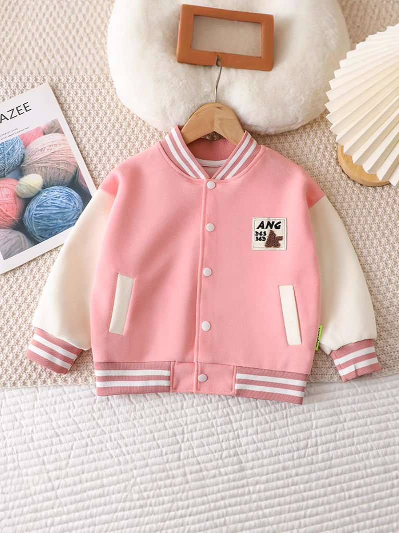 Spring & Autumn Children's Medium-Thick Outerwear, Thickened Baby Early Autumn Coat, Stylish Kids' Baseball Jacket for Outerwear