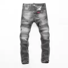 2024 Autumn and Winter Personalized Stretch Washed Personalized Inkjet Tight Nightclub Fashion Ripped DSQ2 Jeans Men