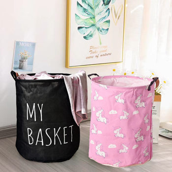 Simple ins laundry basket bedroom fabric folding toy storage bucket waterproof dirty clothes home storage basket