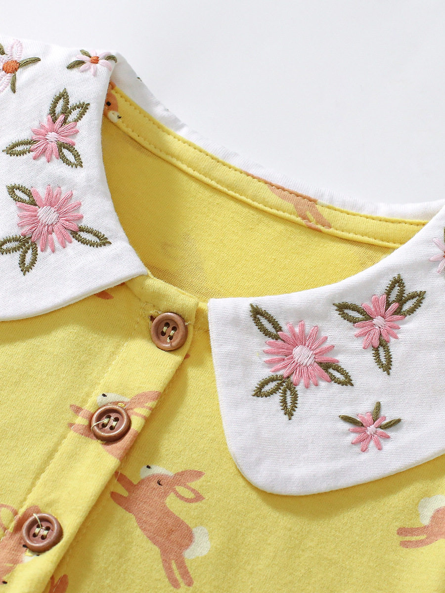 Custom-made New Girls' Dress, Animal Printed Short-sleeve Kids' Summer Dress, Cotton Princess Dress