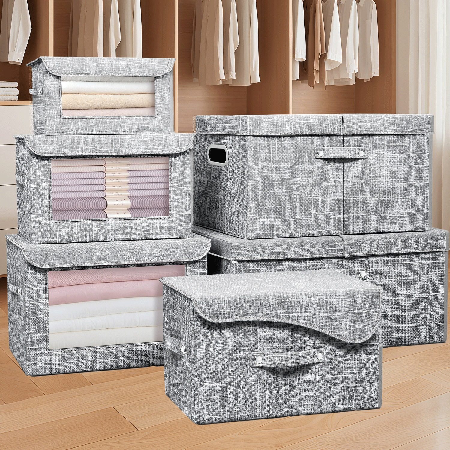 Factory Wholesale Cross-Border Cotton and Linen Storage Box with Lid Foldable Desktop Organizer Toy Clothes Wardrobe Storage Box