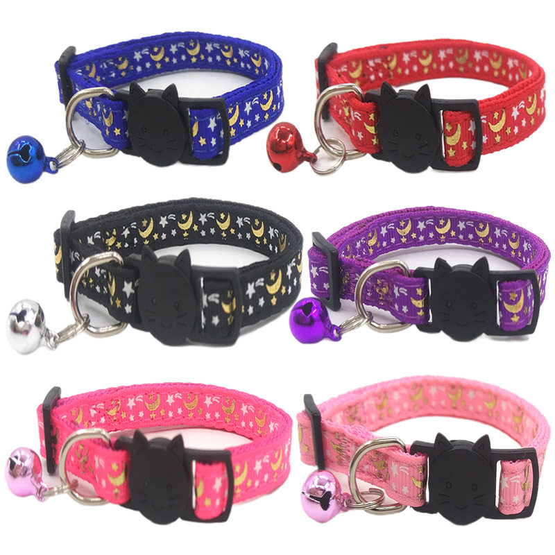 Cross-border New Collar Pet Luminous Print Collar Star Moon Luminous Cat Collar