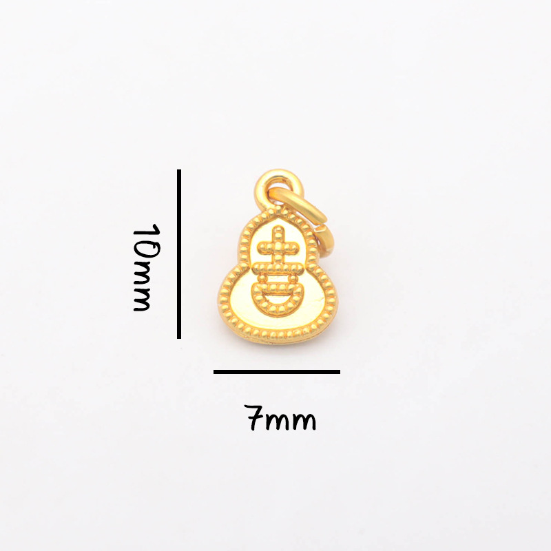 平安喜乐沙金吊坠挂件diy手链手串配件古法金小福牌铃铛串珠配饰