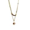 Retro Golden Sunflower Tiger Eye Stone Necklace Women's Niche Design Stacked Sweater Chain Autumn and Winter Clavicle Chain Accessories