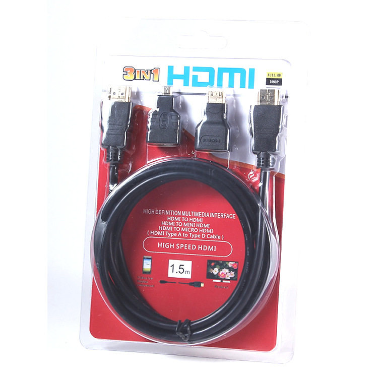 HDMI to HDMI Hd Adapter Cable Version 1.4 Three-In-One Mini HDMI Micro HDMI Interface 1080P