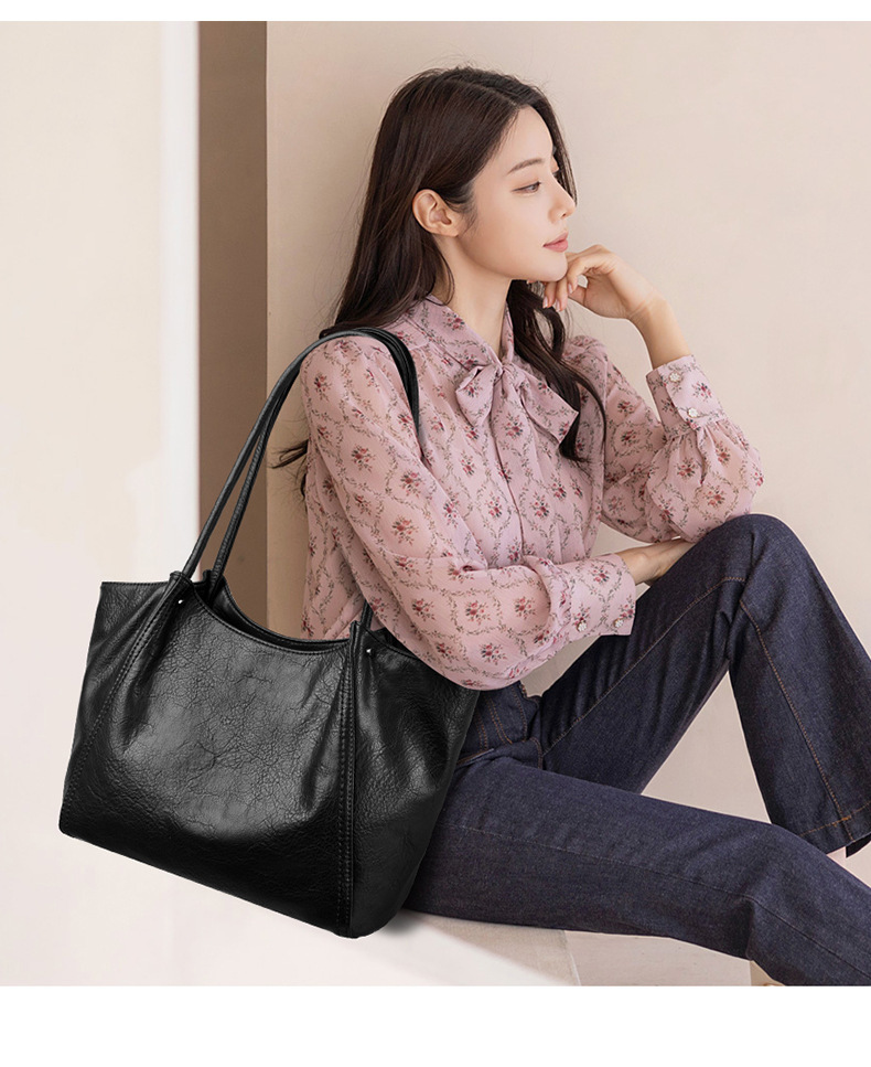 Túi tote nữ cỡ lớn dáng thùng đeo vai đựng nhiều đồ — đen, màu đỏ, Màu nâu, màu nâu sẫm