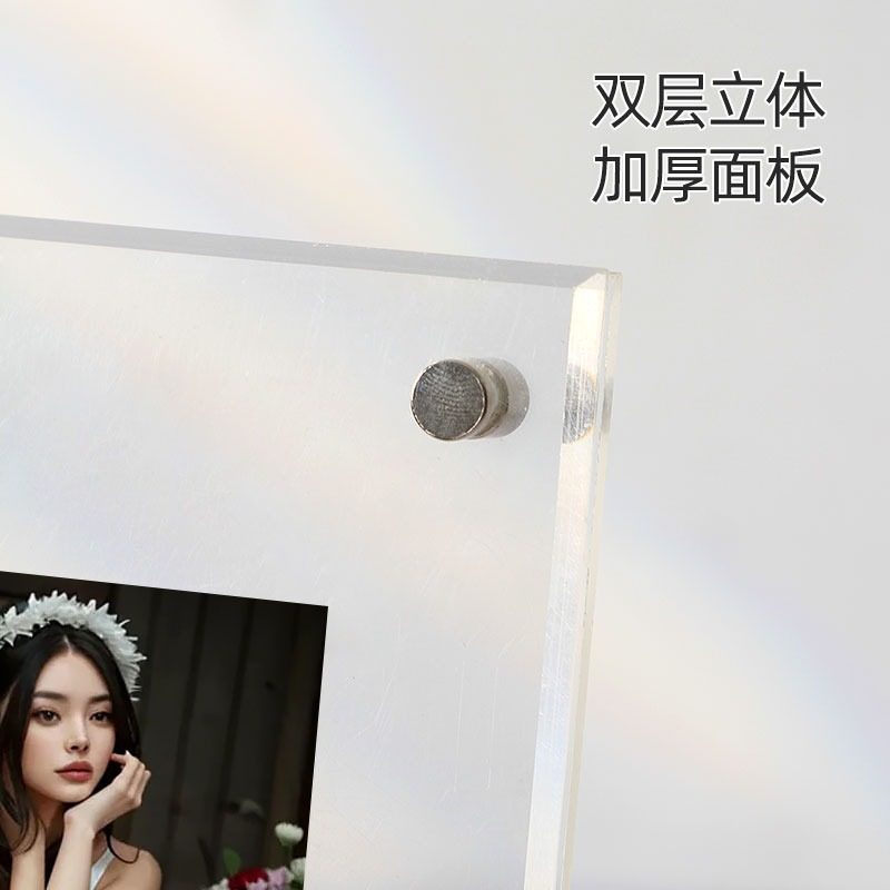Double-sided transparent acrylic photo frame table 67 6 inch 7 postcard display stand 8 photo a4 small desktop ornaments