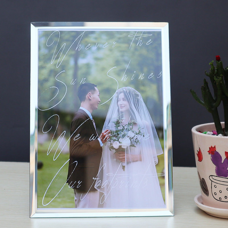 UnilAterAl ClAssy CrystAl GlAss Photo FrAme 6inch 7inch A4 Scenic AreA CertificAte Photo TAble Gift CommemorAtion