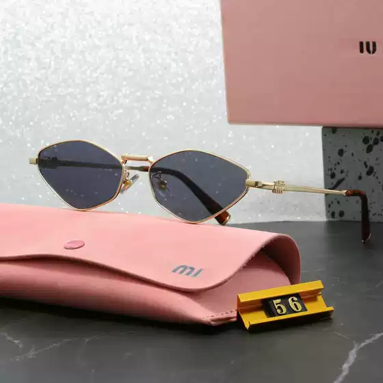 New m Brand Diamond-Shaped Fashion Sunglasses with a High-End Feel, Trendy Metal Sun Glasses, Personalized Sun Protection Glasses, Cross-Border Wholesale