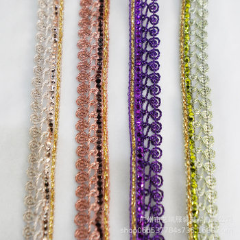 Factory direct 1.6,CM gold thread bead lace ribbon National style Foreign trade clothing accessories accessories