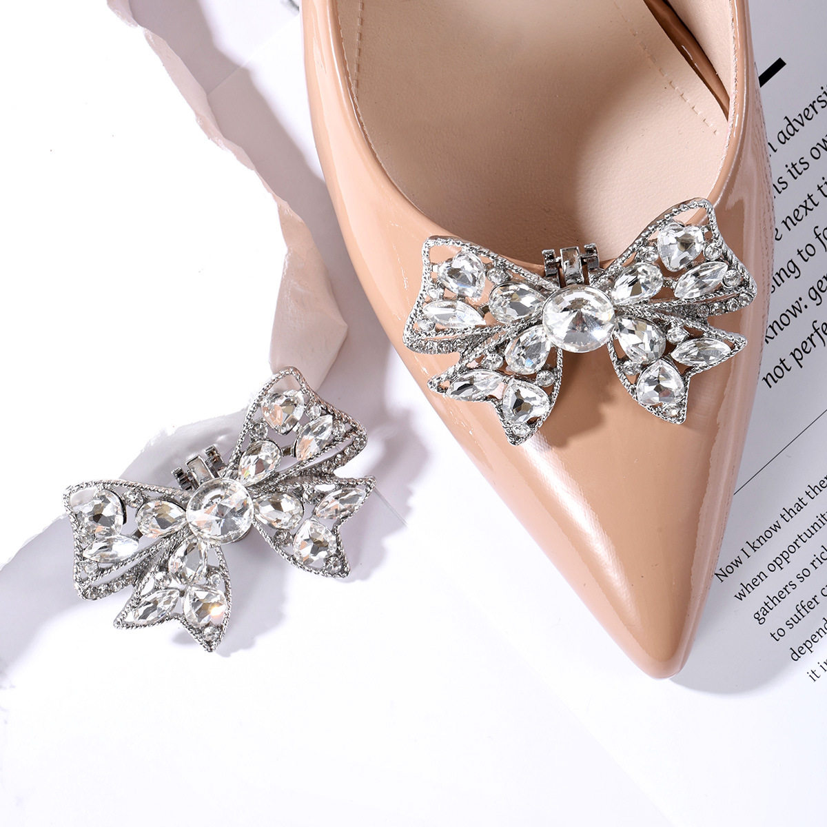 New Bow-Knot Shoe Buckle Wedding Shoe Accessories Detachable Shoe Flower Crystal Diamond Shoe Decoration Exquisite Convenient Buckle Butterfly