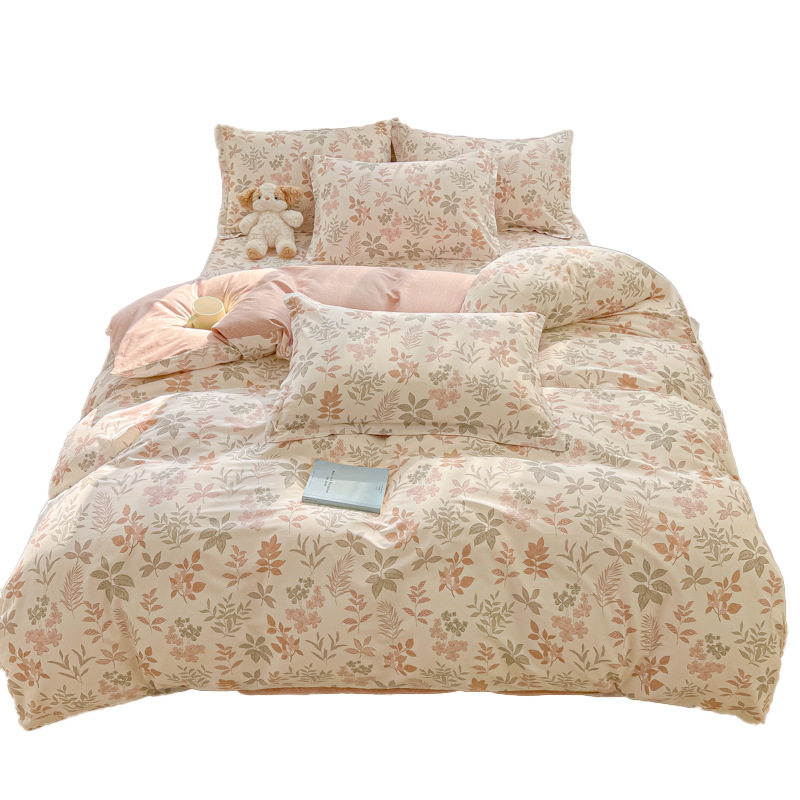 All-Cotton Four-Piece Bedding Set, Pure Cotton, New Style, Household Bed Sheet, Duvet Cover, Fitted Sheet, Four Seasons Dormitory Bedding Set