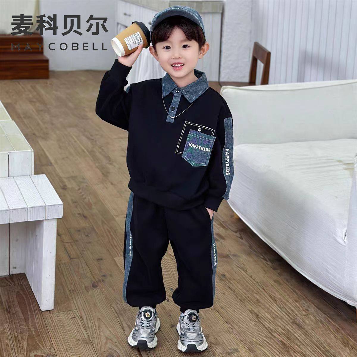 Boys sweatshirt suit children's boys spring and autumn fashion cool and handsome denim two-piece