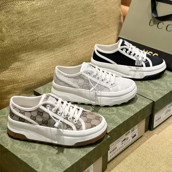 23 Summer New 1977 Platform Canvas Shoes Women's Vintage Embroidered Torre Shoes High and Low Lace-up Canvas Shoes for Lovers