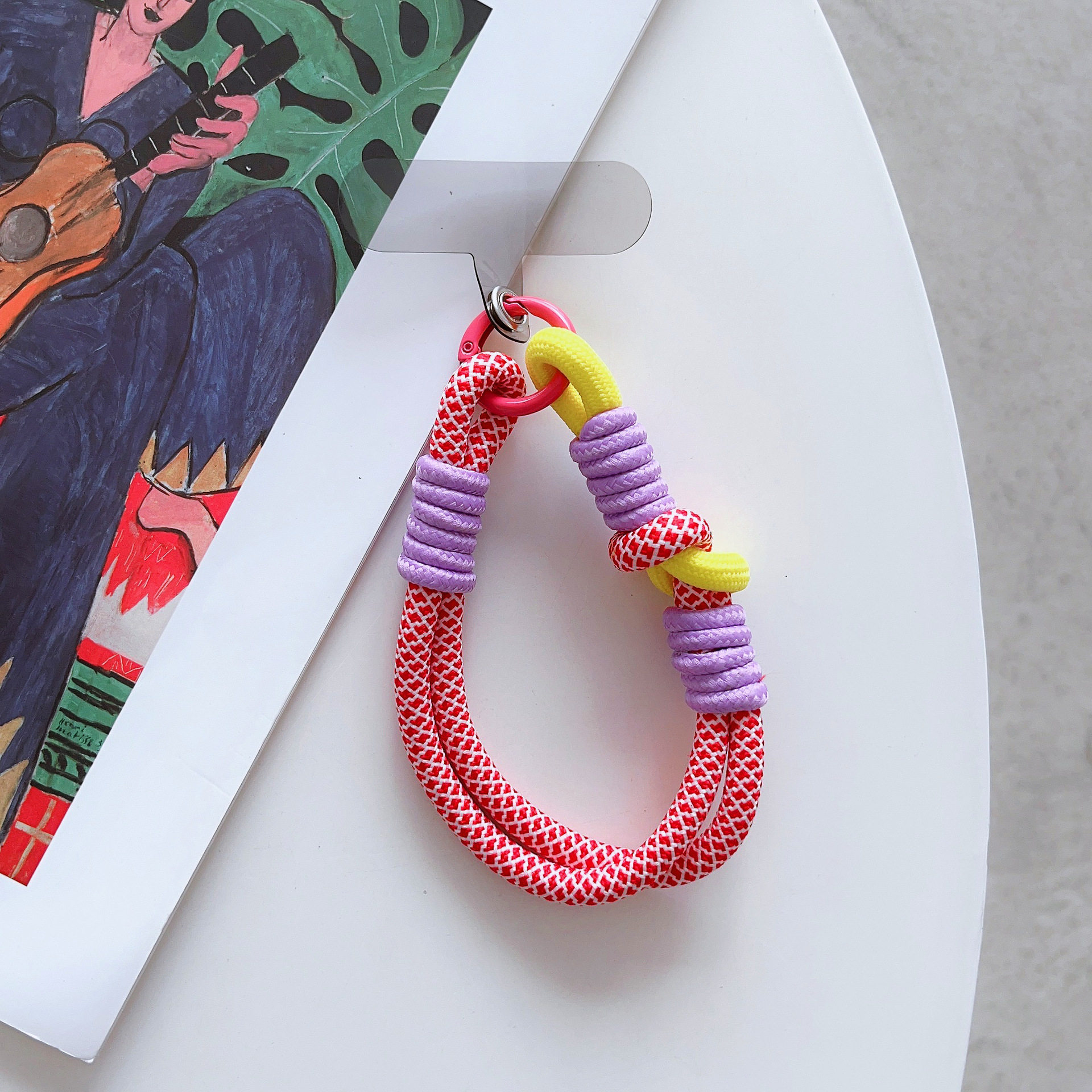 适用各种手机壳配件吊挂坠拼彩色短挂绳双边双头锁扣带卡片装饰品