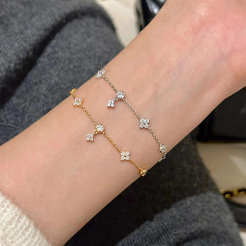 New high sense four-leaf clover zircon bracelet fashion all-match gift temperament design sense 2025 diy bracelet