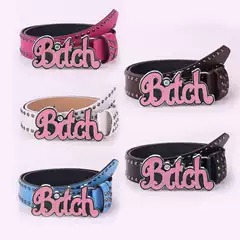INS HarajuKu Belt Women Y2K Millennium Hot Girl Fashionable Belt New Street Anime English Letter Rivet Belt