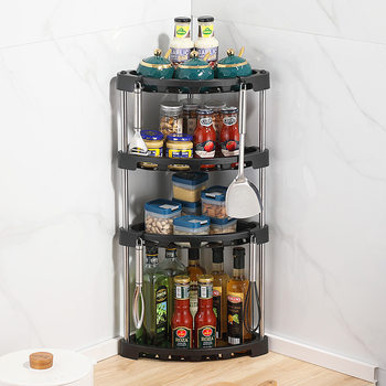 Cross-Border Kitchen Storage Rack Spice Rack Household Seasoning Supplies Corner Tripod Multi-Layer Sundry Storage Rack