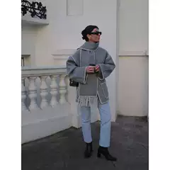 Longmei Tassel Scarf Wool Coat Short Style 2025 Autumn/Winter New Tot Style Commuting Loose Woolen Jacket for Women